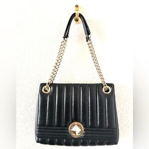 Kate Spade Black Quilted Shoulder Bag with Gold Chain